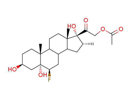 Molecular Structure of 2353-58-4 (6beta-fluoro-3beta,5alpha,17,21-tetrahydroxy-16alpha-methylpregnan-20-one 21-acetate)