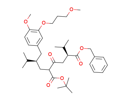 Molecular Structure of 1351987-33-1 ((5S)-6-benzyl-1-tert-butyl-5-isopropyl-2-((R)-2-(4-methoxy-3-(3-methoxypropoxy)benzyl)-3-methylbutyl)-3-oxohexanedioate)