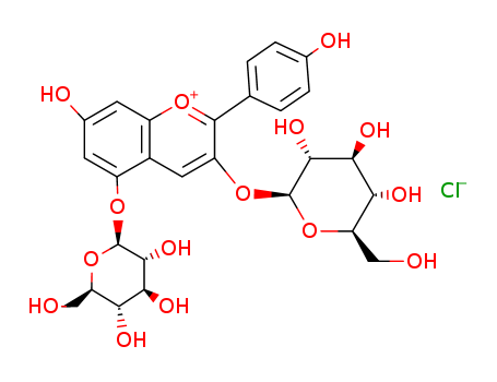 1-Benzopyrylium,3,5-bis(b-D-glucopyranosyloxy)-7-hydroxy-2-(4-hydroxyphenyl)-,chloride (1:1)