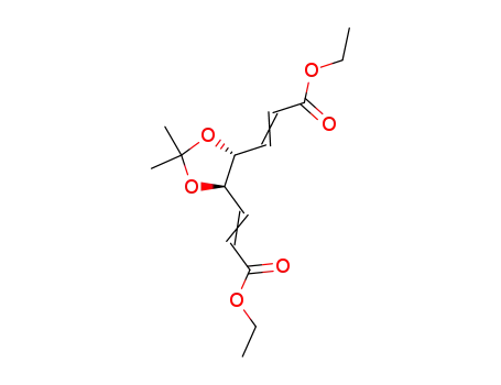 Molecular Structure of 166239-53-8 ((E)-3-[(4R,5R)-5-((E)-2-Ethoxycarbonyl-vinyl)-2,2-dimethyl-[1,3]dioxolan-4-yl]-acrylic acid ethyl ester)