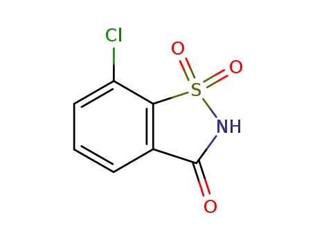 Molecular Structure of 89999-91-7 (7-chloro-1,1-dioxo-1,2-dihydro-1λ<sup>6</sup>-benzo[<i>d</i>]isothiazol-3-one)