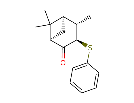 Molecular Structure of 128261-70-1 ((1R,3R,4S,5R)-4,6,6-trimethyl-3-(phenylthio)bicyclo<3.1.1>heptan-2-one)