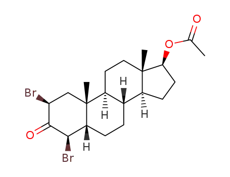 Molecular Structure of 82926-51-0 (17β-acetoxy-2β,4β-dibromo-5β-androstan-3-one)