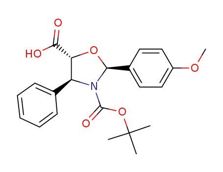 Molecular Structure of 157580-39-7 ((2S,4S,5R)-3-tert-butoxycarbonyl-2-(4-methoxyphenyl)-4-phenyl-1,3-oxazolidine-5-carboxylic acid)