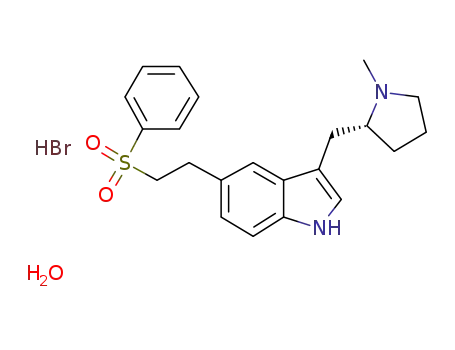 Molecular Structure of 273211-28-2 (3-(N-methyl-2(R)-pyrrolidinylmethyl)-5-(2-phenylsulphonylethyl)-1H-indole hydrobromide monohydrate)