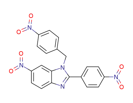 Molecular Structure of 110050-57-2 (6-nitro-1-(4-nitro-benzyl)-2-(4-nitro-phenyl)-1<i>H</i>-benzimidazole)