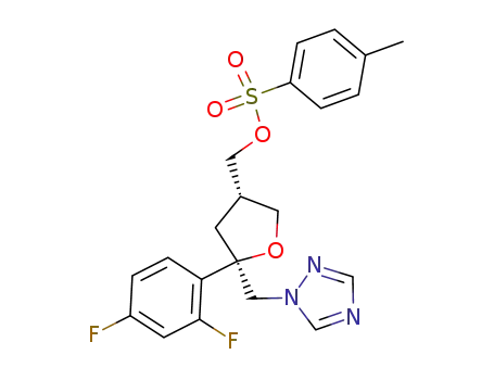Molecular Structure of 149809-43-8 ((5R-cis)-Toluene-4-sulfonic acid 5-(2,4-difluorophenyl)-5-(1H-1,2,4-triazol-1-yl)methyltetrahydrofuran-3-ylmethyl ester)