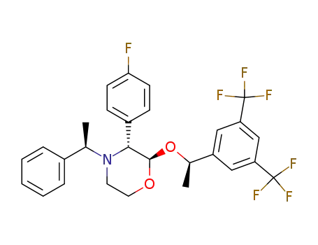 Molecular Structure of 472968-70-0 ((2R,3R)-2-[(R)-1-(3,5-Bis-trifluoromethyl-phenyl)-ethoxy]-3-(4-fluoro-phenyl)-4-((R)-1-phenyl-ethyl)-morpholine)
