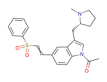 Molecular Structure of 180637-88-1 ((R)-1-acetyl-5-[2-(phenylsulfonyl)ethyenyl]-3-(N-methylpyrrolidin-2-ylmethyl)-1H-indole)