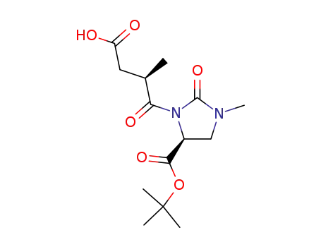 Molecular Structure of 195828-95-6 ((S)-3-((R)-3-Carboxy-2-methyl-propionyl)-1-methyl-2-oxo-imidazolidine-4-carboxylic acid tert-butyl ester)