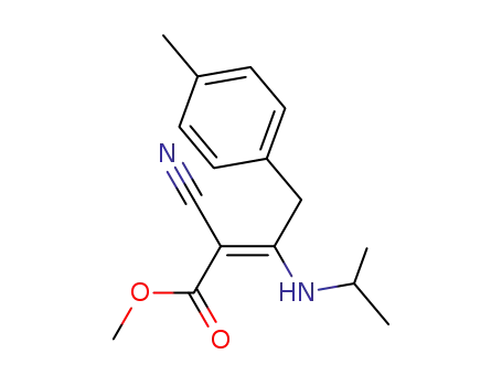Molecular Structure of 84118-27-4 (methyl 2-cyano-3-(isopropylamino)-4-(p-methylphenyl)-but-2-enoate)