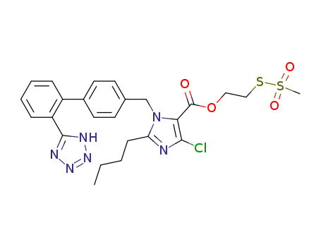 2-butyl-4-chloro-1-[(2'-(1H-tetrazol-5-yl)(1,1'-biphenyl)-4-yl)methyl]-1H-imidazole-5-carboxylic acid 2-(methylsulfonylthio)ethyl ester