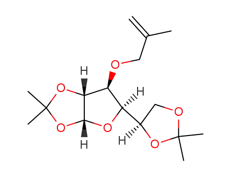 Molecular Structure of 20771-02-2 (5-[2,2-dimethyl-(4R)-1,3-dioxolan-4-yl]-2,2-dimethyl-(3aR,5R,6S,6aR)-perhydrofuro[2,3-d][1,3]dioxol-6-yl 2-methylallyl ether)