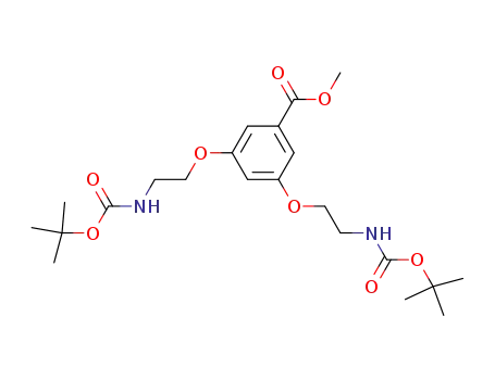 Molecular Structure of 184916-28-7 (3,5-bis-(2-tert-butyloxycarbonylamino-ethoxy) methyl benzoate)