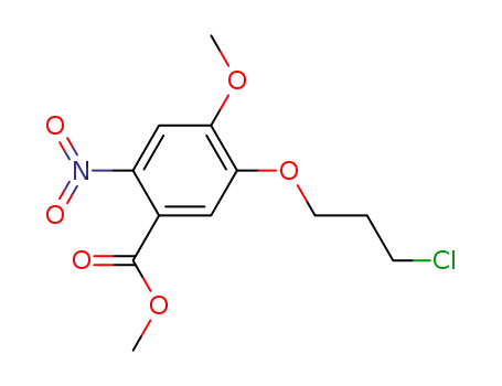 Molecular Structure of 380844-24-6 (methyl 5-(3-chloropropoxy)-4-methoxy-2-nitrobenzoate)