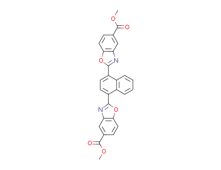 Molecular Structure of 23743-30-8 (dimethyl 2,2'-(naphthalene-1,4-diyl)bis(benzoxazole-5-carboxylate))