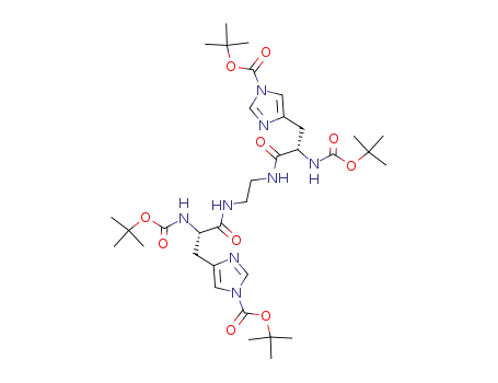 Molecular Structure of 205316-11-6 (N,N'-bis[N<sup>α</sup>,N<sup>im</sup>-di(tert-butoxycarbonyl)-L-histidyl]ethane-1,2-diamine)