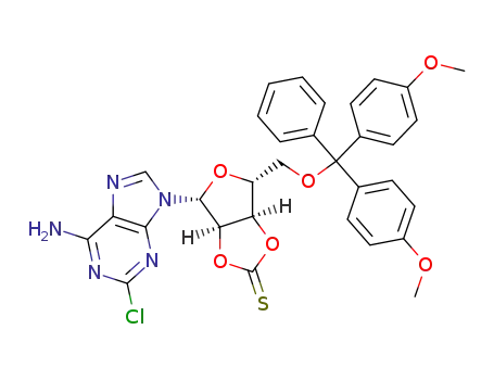 Molecular Structure of 119530-58-4 (2-Chloro-5'-O-(4,4'-dimethoxytrityl)-2',3'-O-thiocarbonyladenosine)