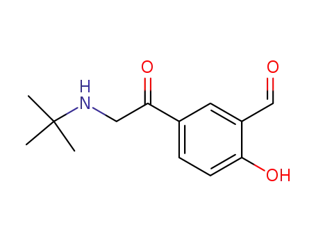 Molecular Structure of 115787-52-5 (5-(2-tert-Butylamino-acetyl)-2-hydroxy-benzaldehyde)