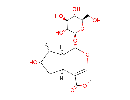 Molecular Structure of 18524-94-2 (Cyclopenta[c]pyran-4-carboxylicacid, 1-(b-D-glucopyranosyloxy)-1,4a,5,6,7,7a-hexahydro-6-hydroxy-7-methyl-,methyl ester, (1S,4aS,6S,7R,7aS)-)