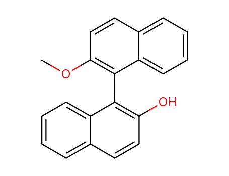 Molecular Structure of 79547-82-3 ((S)-(-)-2-Hydroxy-2'-methoxy-1,1'-bi-naphthol )