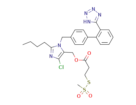 Molecular Structure of 1070175-00-6 (3-(methanesulfonylsulfanyl)-propionic acid 2-butyl-4-chloro-1-[p-(o-1H-tetrazol-5-ylphenyl)-benzyl]imidazole-5-methyl ester)