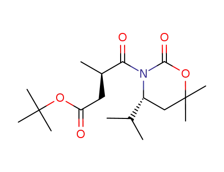 Molecular Structure of 908290-81-3 ((4R,2'R)-3-(4'-tert-butoxy-4'-oxo-2'-methylbutanoyl)-4-iso-propyl-6,6-dimethyl-(1,3)-oxazinan-2-one)