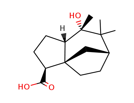 Molecular Structure of 33171-74-3 ((3S,3aR,6R,8S,8aS)-8-Hydroxy-7,7,8-trimethyl-octahydro-3a,6-methano-azulene-3-carboxylic acid)