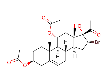 Molecular Structure of 115963-58-1 (3β,11α-diacetoxy-16β-bromo-17-hydroxy-pregn-5-en-20-one)