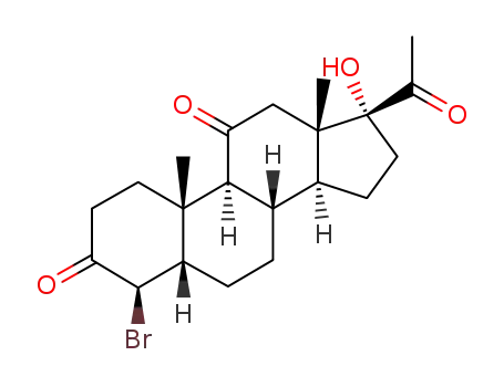 Molecular Structure of 111584-17-9 (4β-bromo-17-hydroxy-5β-pregnane-3,11,20-trione)
