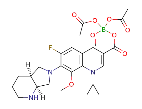 (4aS-cis)-1-cyclopropyl-7-(2,8-diazabicyclo-[4.3.0]non-8-yl)-6-fluoro-1,4-dihydro-8-methoxy-4-oxo-3-quinoline carboxylic acid-O<sup>3</sup>,O<sup>4</sup>(bis(acyloxy-O)) borate