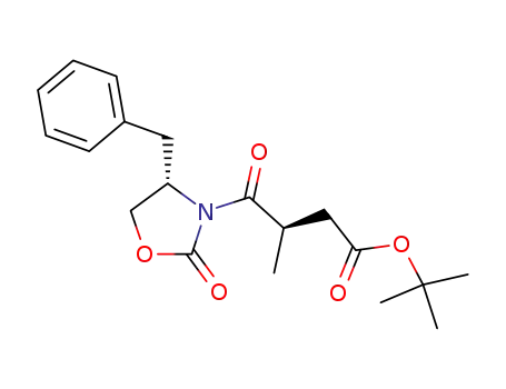 Molecular Structure of 202874-73-5 ((4S)-3-((2R)-4-(tert-butoxy)-2-methyl-4-oxobutanoyl)-4-(phenylmethyl)-1,3-oxazolidin-2-one)