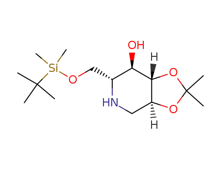 Molecular Structure of 107025-38-7 ((3aS,6R,7R,7aS)-6-(tert-Butyl-dimethyl-silanyloxymethyl)-2,2-dimethyl-hexahydro-[1,3]dioxolo[4,5-c]pyridin-7-ol)