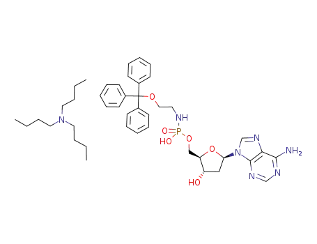 (2-Trityloxy-ethyl)-phosphoramidic acid mono-[(2R,3S,5R)-5-(6-amino-purin-9-yl)-3-hydroxy-tetrahydro-furan-2-ylmethyl] ester; compound with tributyl-amine