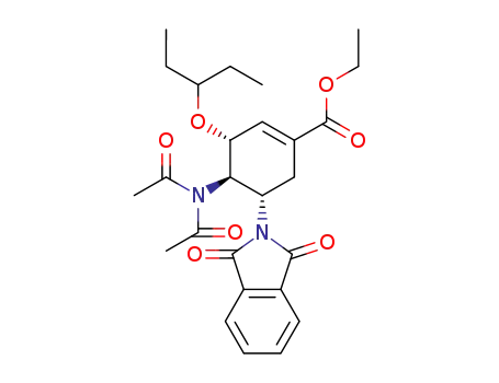 Molecular Structure of 1197396-47-6 ((3R,4R,5S)-ethyl-4-(N-acetylacetamide)-5-(1,3-dioxoisoindolin-2-yl)-3-(3-pentyloxy)cyclohex-1-ene carboxylate)