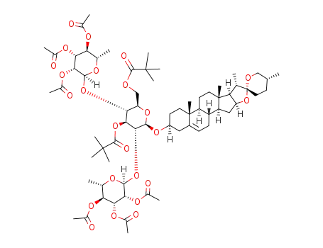 diosgenin-3β-yl (2,3,4-tri-O-acetyl-α-L-rhamnopyranosyl)-(1->4)-[(2,3,4-tri-O-acetyl)-α-L-rhamnopyranosyl)-(1->2)]-3,6-di-O-pivaloyl-β-D-glucopyranoside