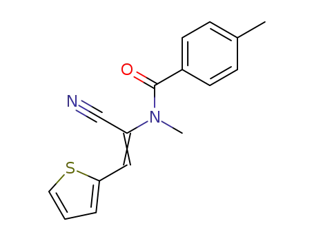 Molecular Structure of 89244-23-5 (Benzamide, N-[1-cyano-2-(2-thienyl)ethenyl]-N,4-dimethyl-, (E)-)