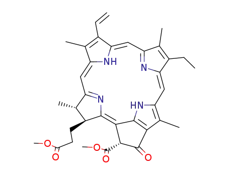 Molecular Structure of 5594-30-9 (3-Phorbinepropionic acid, 21-carboxy-14-ethyl-4,8,13,18-tetramethyl-20-oxo-9-vinyl-, dimethyl ester)