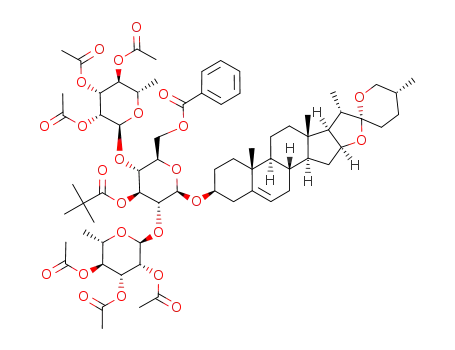 diosgenyl 2,4-di-O-(2,3,4-tri-O-acetyl-α-L-rhamnopyranosyl)-6-O-benzoyl-3-O-pivaloyl-β-D-glucopyranoside