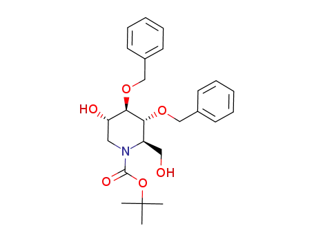 Molecular Structure of 1017587-22-2 ((2R,3R,4R,5S)-(3,4-dibenzyloxy-N-tert-butoxycarbonyl-5-hydroxy-2-piperidinyl)methanol)