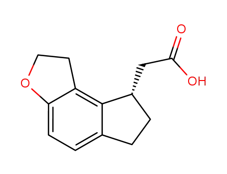 Molecular Structure of 1092507-02-2 ((S)-2-(2,6,7,8-tetrahydro-1H-indeno[5,4-b]furan-8-yl)acetic acid)