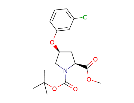 Molecular Structure of 686766-55-2 (1,2-Pyrrolidinedicarboxylic acid, 4-(3-chlorophenoxy)-,
1-(1,1-dimethylethyl) 2-methyl ester, (2S,4S)-)