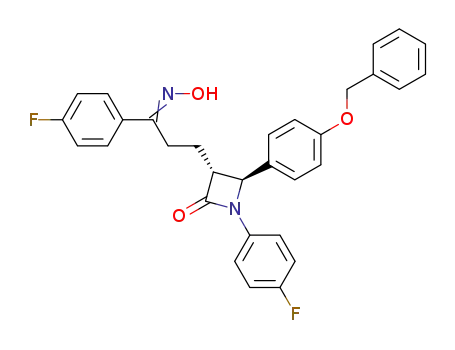Molecular Structure of 1380431-24-2 ((3R,4S)-4-(4-(benzyloxy)phenyl)-1-(4-fluorophenyl)-3-(3-(4-fluorophenyl)-3-(hydroxyimino)propyl)azetidin-2-one)