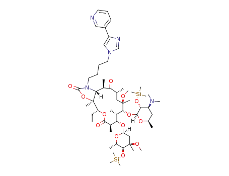 Molecular Structure of 1001326-77-7 (2',4-di-O-bis(trimethylsilyl)-11-amino-11-N-[4-[4-(3-pyridyl)imidazol-1-yl]butyl]-11-deoxy-6-O-methylerythromycin A-11,12-cycliccarbamate)