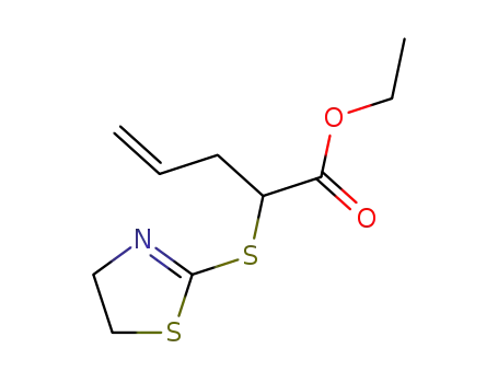 Molecular Structure of 65500-21-2 (4-Pentenoic acid, 2-[(4,5-dihydro-2-thiazolyl)thio]-, ethyl ester)