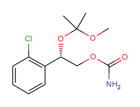 Molecular Structure of 1026550-57-1 ((S)-carbamic acid 2-(2-chloro-phenyl)-2-(1-methoxy-1-methyl-ethoxy)-ethyl ester)