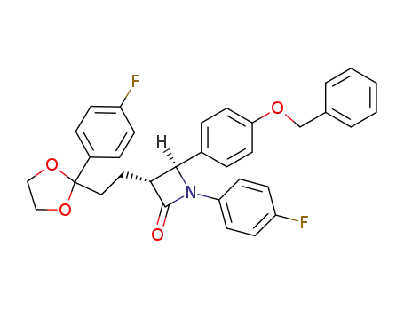 Molecular Structure of 954109-22-9 ((3R,4S)-4-(4-benzyloxyphenyl)-1-(4-fluoro phenyl)-3-{2-[2-(4-fluorophenyl)-[1,3]-dioxolan-2-yl]ethyl}azetidin-2-one)