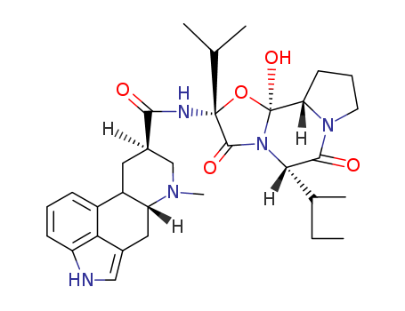 Molecular Structure of 19467-62-0 (Ergotaman-3',6',18-trione,9,10-dihydro-12'- hydroxy-2'-(1-methylethyl)-5'-[(1S)-1- methylpropyl]-,(5'R,10R)- )