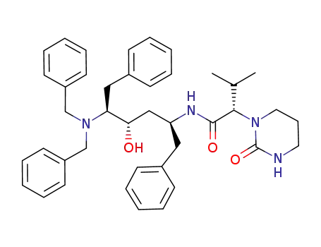 Molecular Structure of 192726-04-8 ((S)-N-[(2S,4S,5S)-5-(Dibenzylamino)-4-hydroxy-1,6-diphenylhexan-2-yl]-3-methyl-2-(2-oxotetrahydropyrimidin-1(2H)-yl)butanamide)