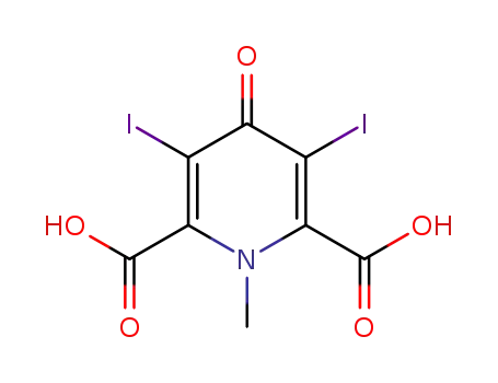 Molecular Structure of 1951-53-7 (1,4-dihydro-3,5-diiodo-1-methyl-4-oxopyridine-2,6-dicarboxylic acid)